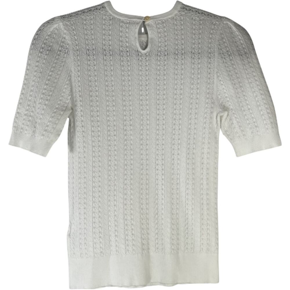 Madewell Summer White Open Crochet Short Sleeve Top Size S - Picture 3 of 6